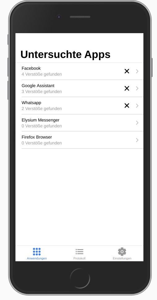 Abbildung 2: App zur Datenschutzkontrolle Bild II